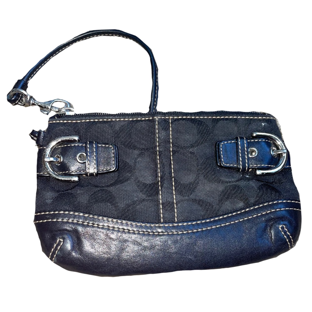 COACH black logo wristlet